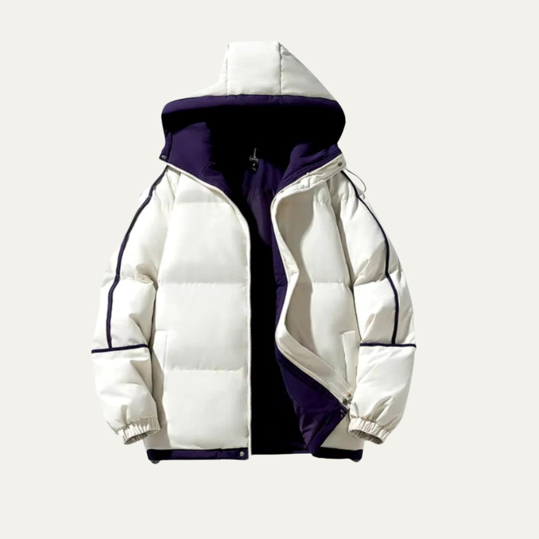 Piped Hooded Puffer Jacket
