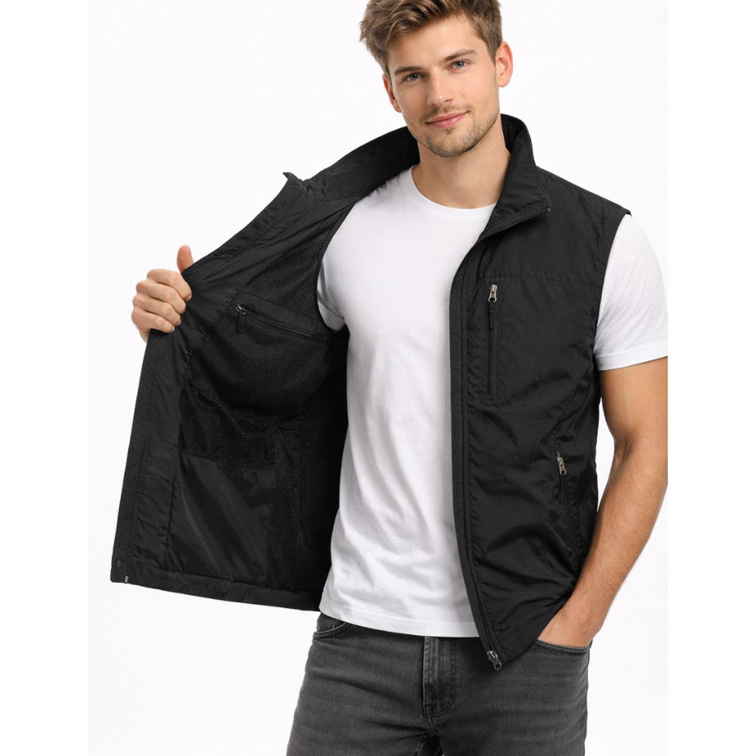 Zip-Front Stand Collar Utility Vest