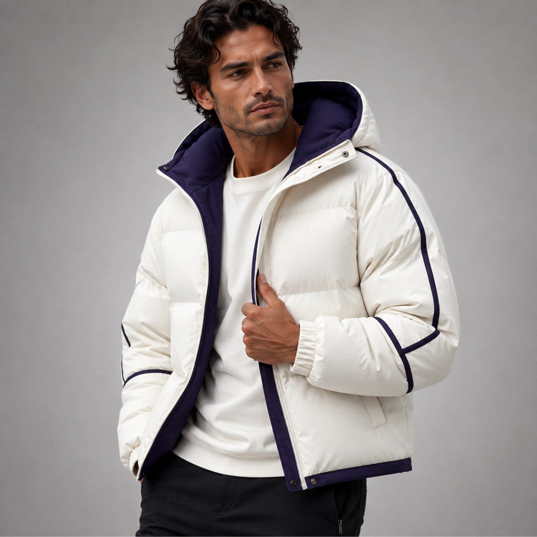 Piped Hooded Puffer Jacket