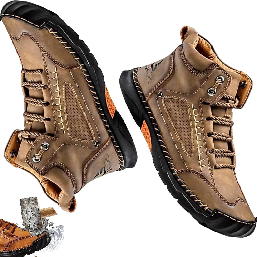 Panelled utility lace-up boot shown in khaki
