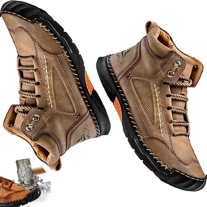 Panelled utility lace-up boot shown in khaki