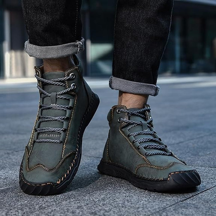 Panelled utility lace-up boot, sole detail view