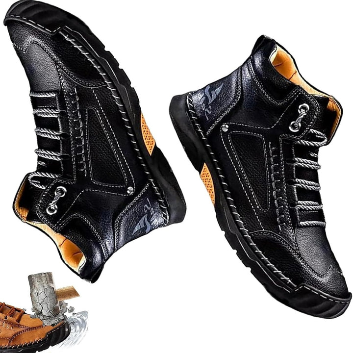Panelled utility lace-up boot shown in black