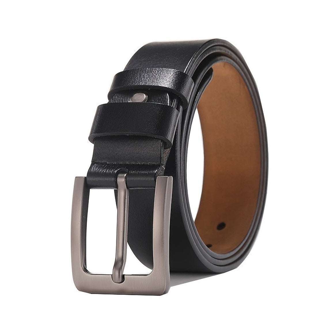 Pin buckle leather-look belt, full length view