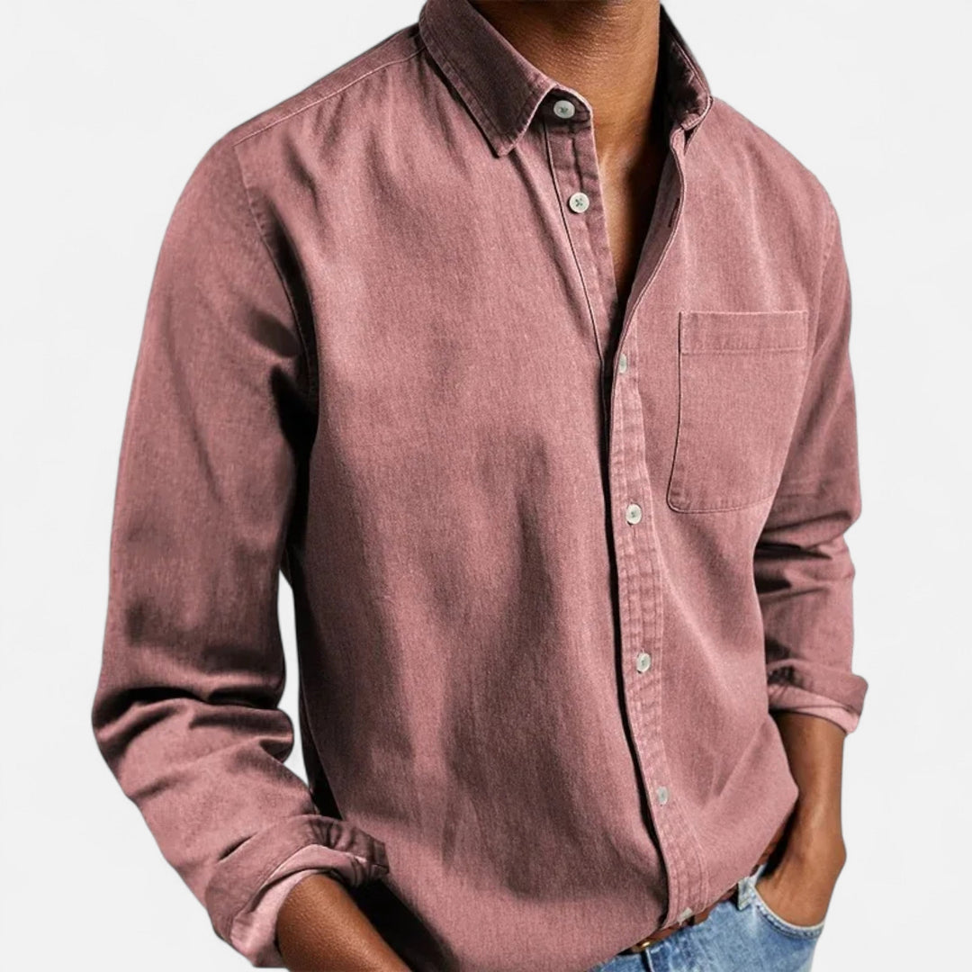 Solid Long Sleeve Button Shirt