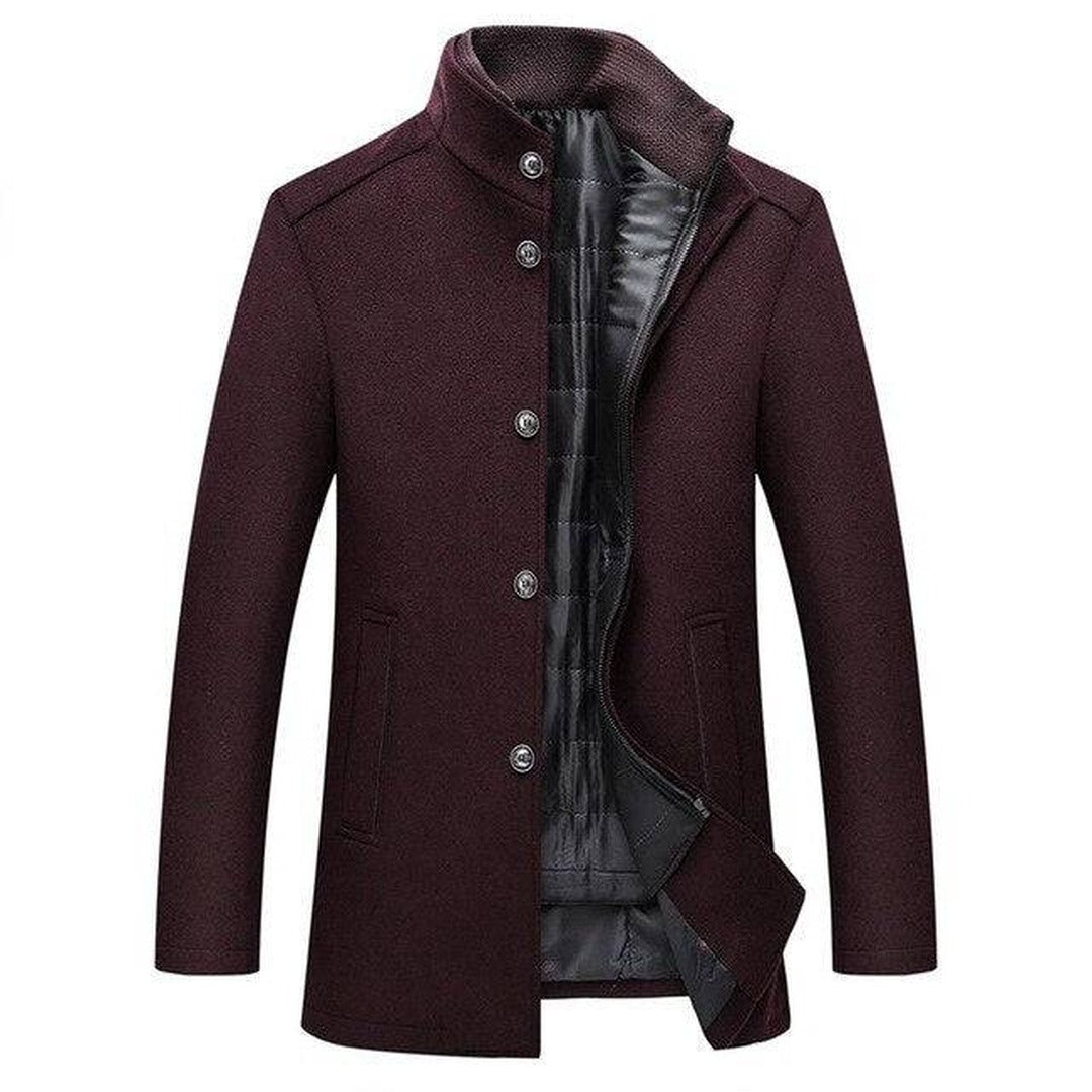 Single-Breasted Mandarin Collar Coat