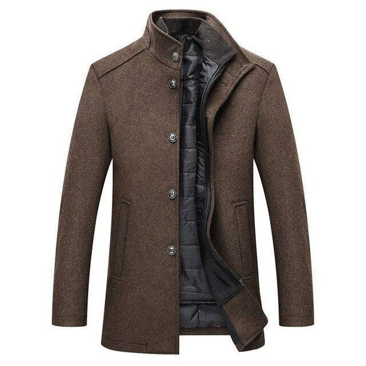 Single-Breasted Mandarin Collar Coat