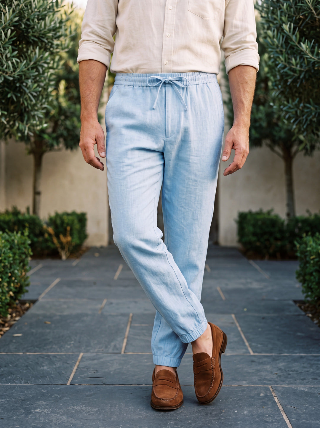 Relaxed Fit Cotton Jogger Pants with Drawstring Waist