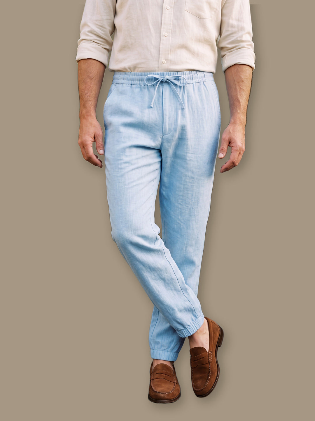 Relaxed Fit Cotton Jogger Pants with Drawstring Waist