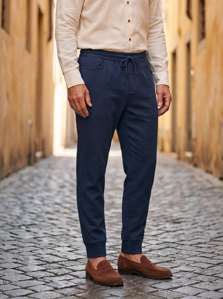 Relaxed Fit Cotton Jogger Pants with Drawstring Waist