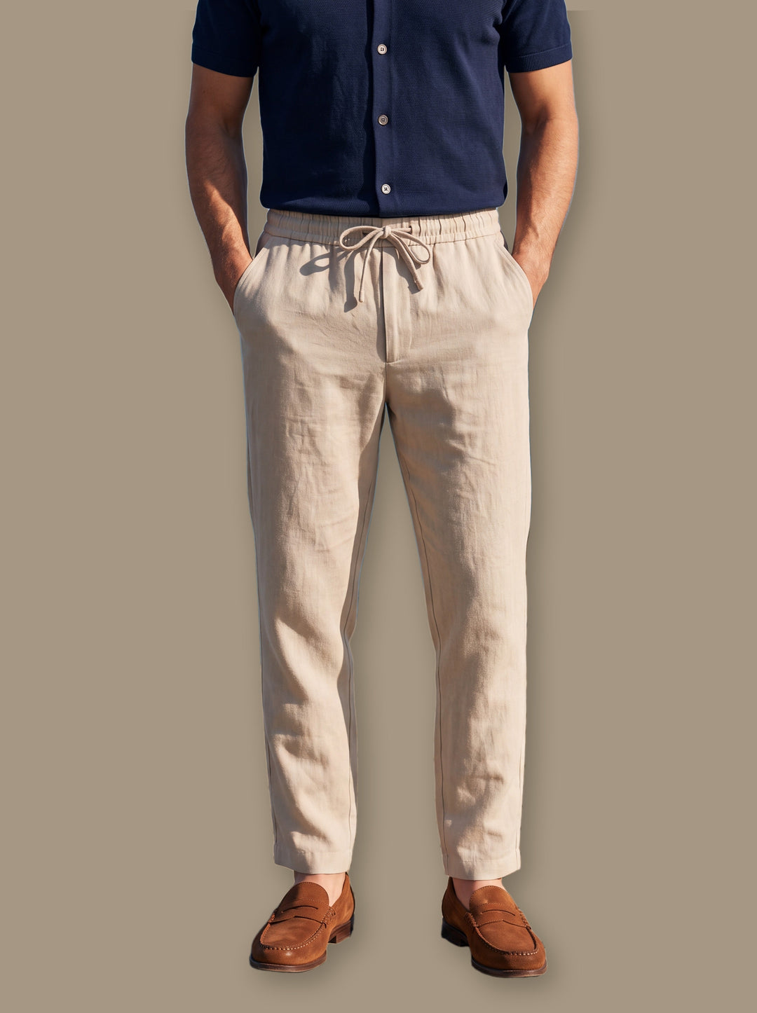 Relaxed Fit Cotton Jogger Pants with Drawstring Waist