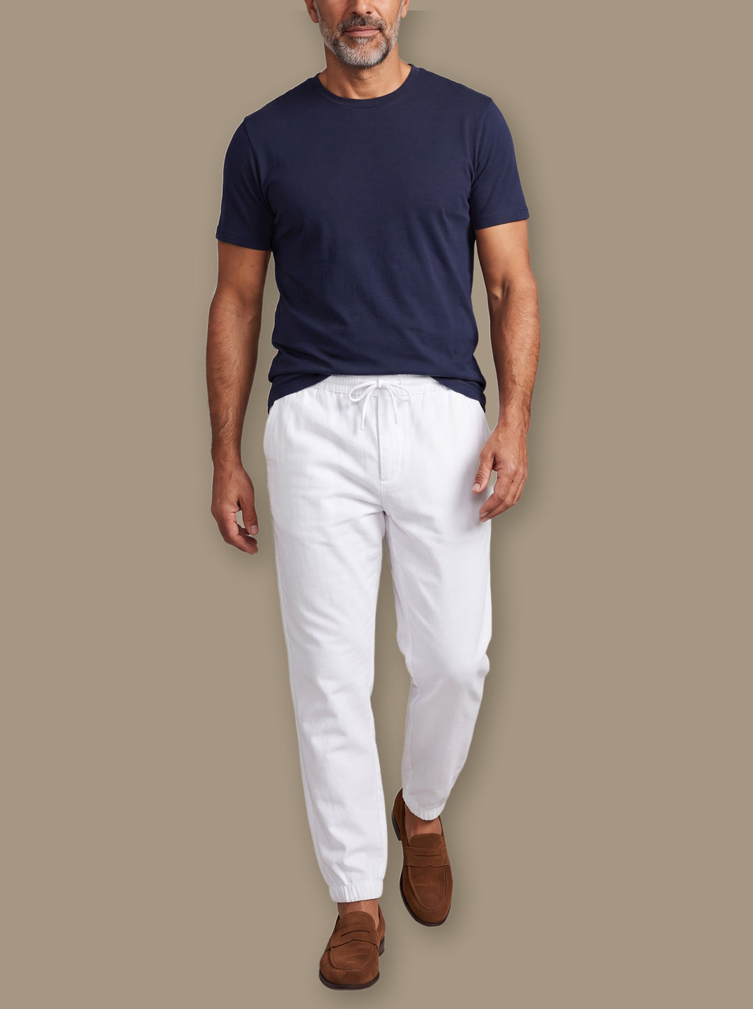 Relaxed Fit Cotton Jogger Pants with Drawstring Waist
