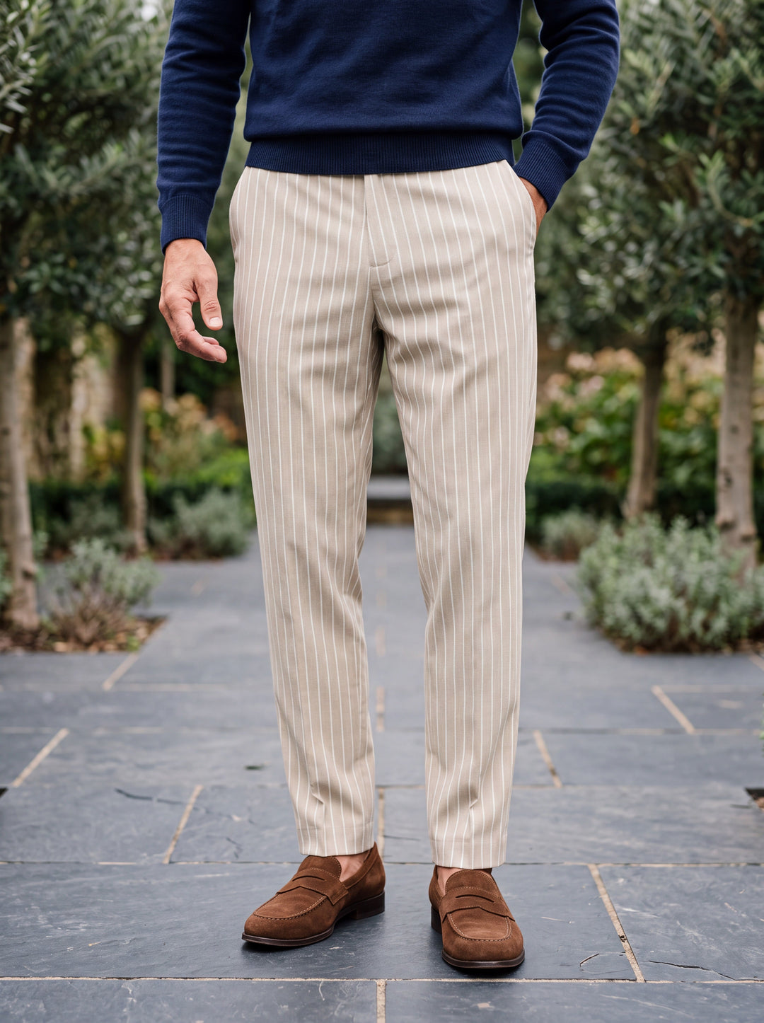 Tailored Vertical Stripe Smart Dress Pants for Work