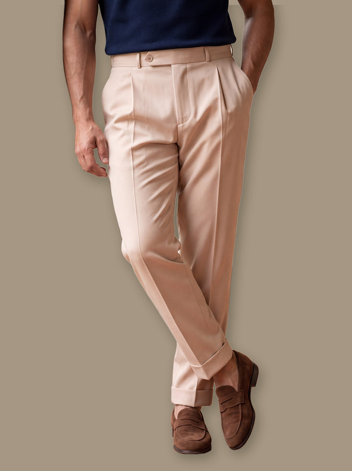 Pleated Straight-Leg Tailored Dress Pants for Office