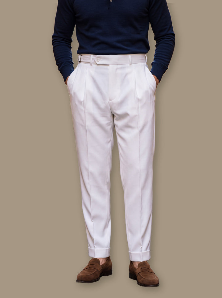 Pleated Straight-Leg Tailored Dress Pants for Office
