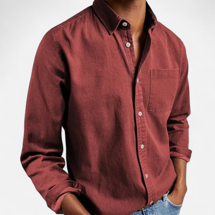 Solid Long Sleeve Button Shirt
