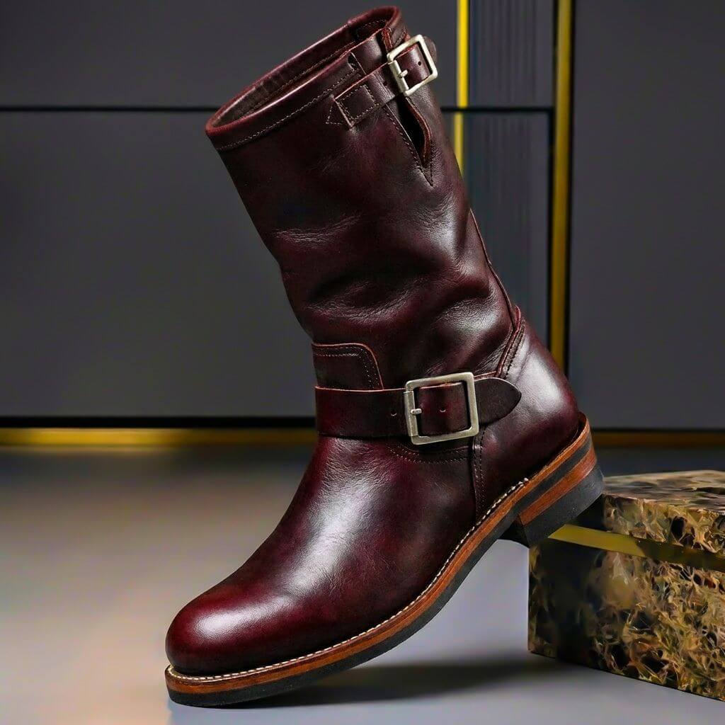 Retro Buckle Lace-Up Boots