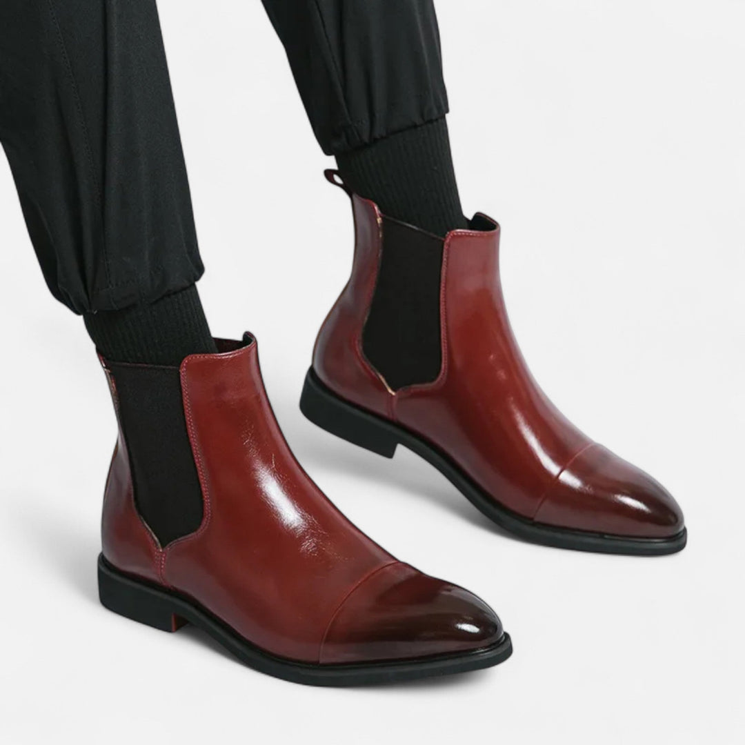 Black Chelsea Boots with Red Sole