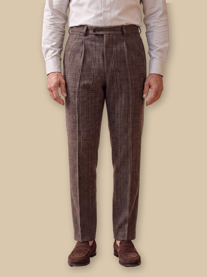 Smart Casual Tweed Check Straight Leg Dress Pants