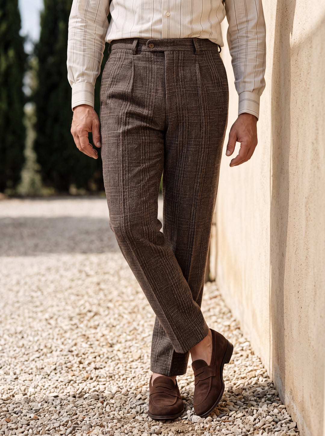 Smart Casual Tweed Check Straight Leg Dress Pants