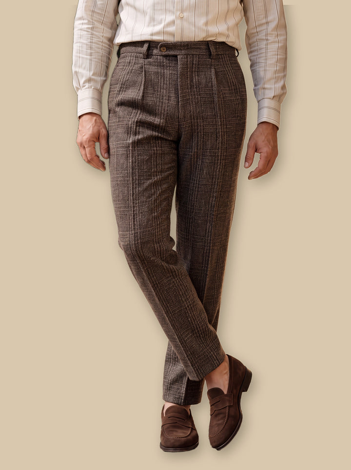 Smart Casual Tweed Check Straight Leg Dress Pants