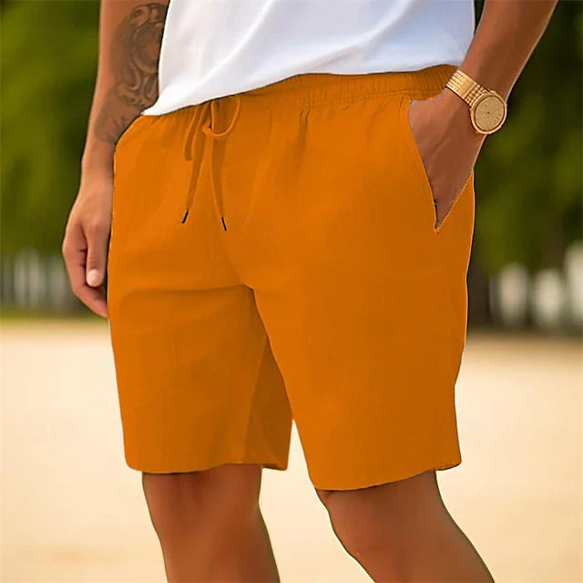 Linen-Look Elastic Waist Shorts