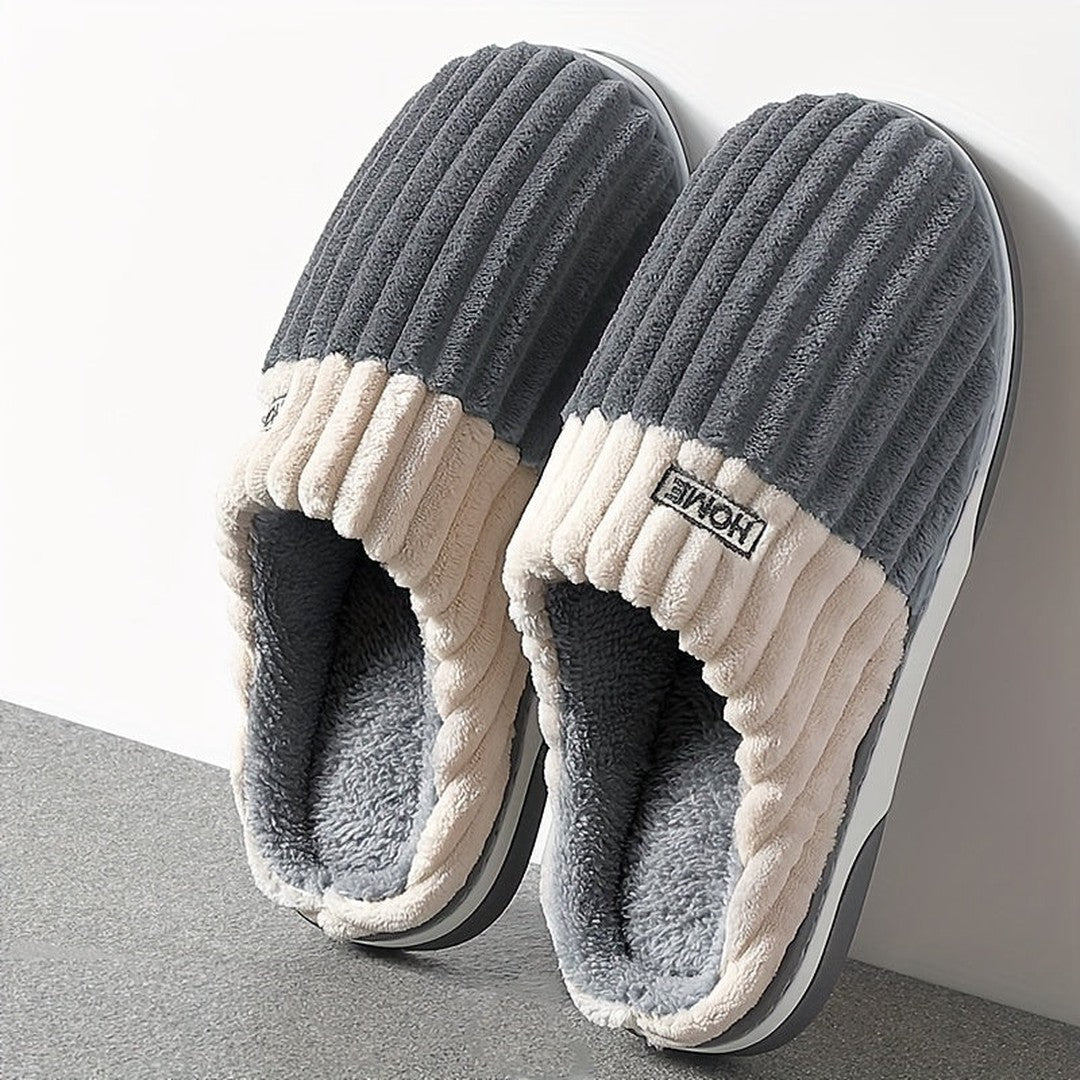 Ribbed fleece-lined house slipper shown in slate grey