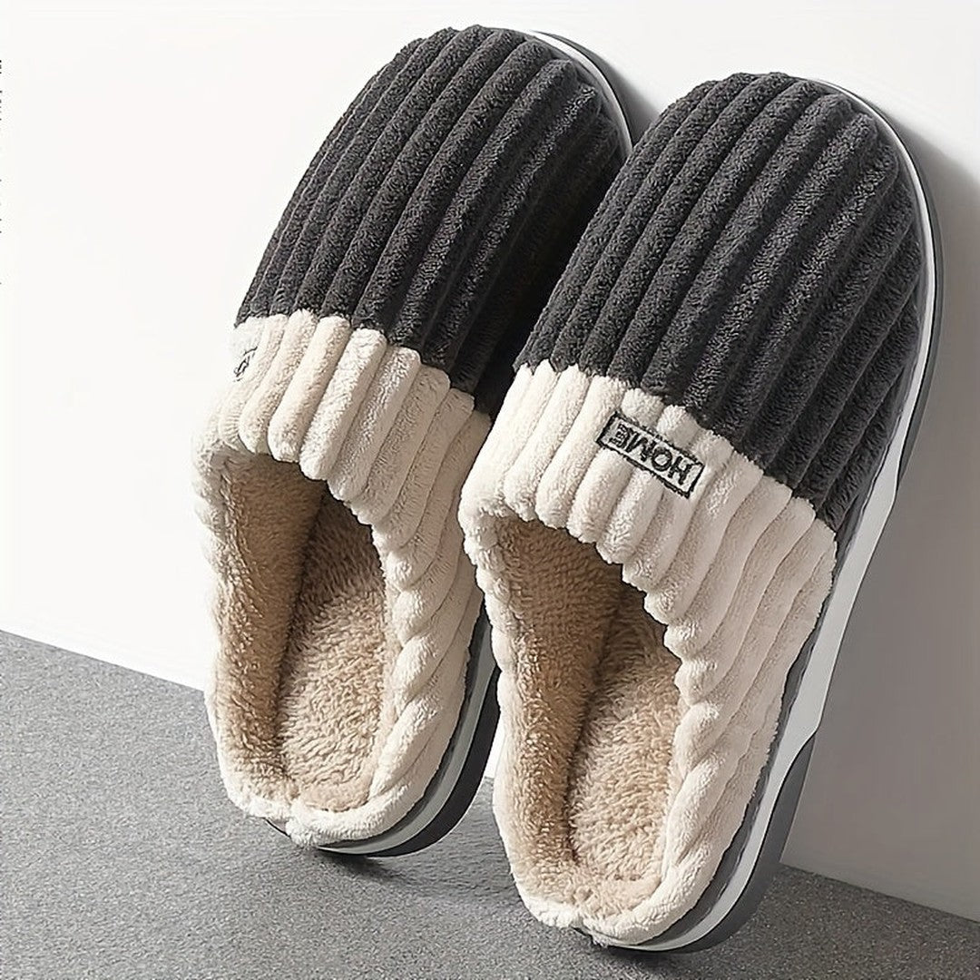 Ribbed fleece-lined house slipper shown in charcoal