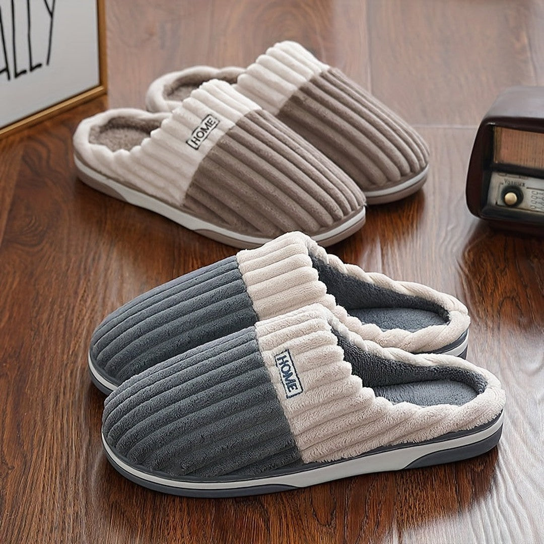 Ribbed fleece-lined house slipper, top view