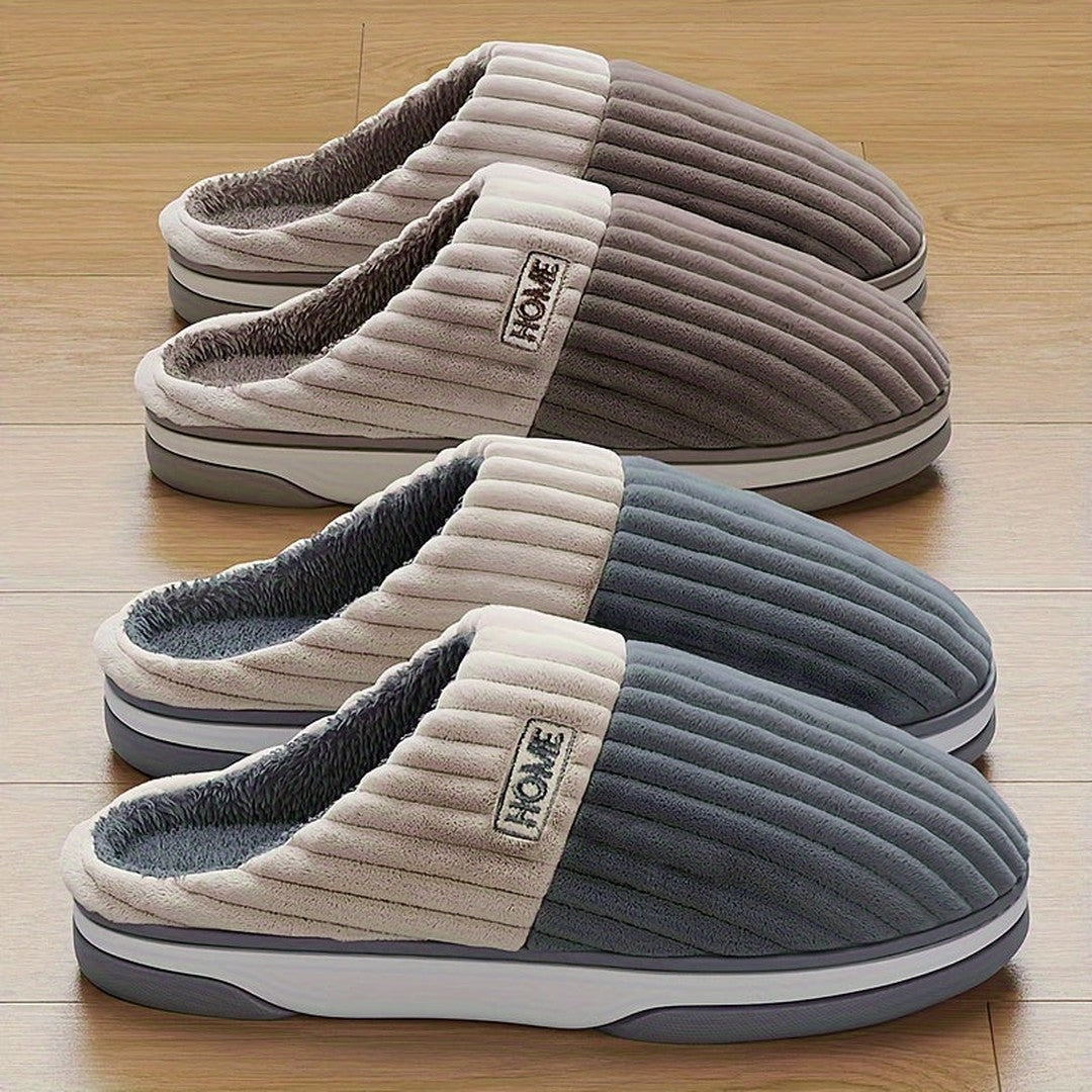 Ribbed fleece-lined house slipper, back view