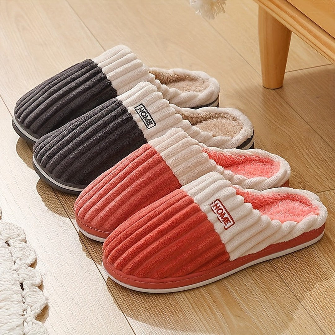 Ribbed fleece-lined house slipper, close-up texture view