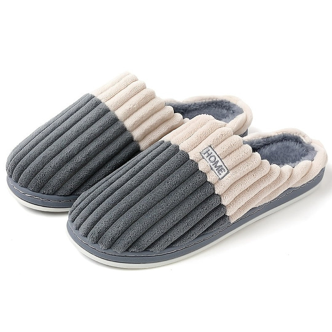 Ribbed fleece-lined house slipper shown in grey