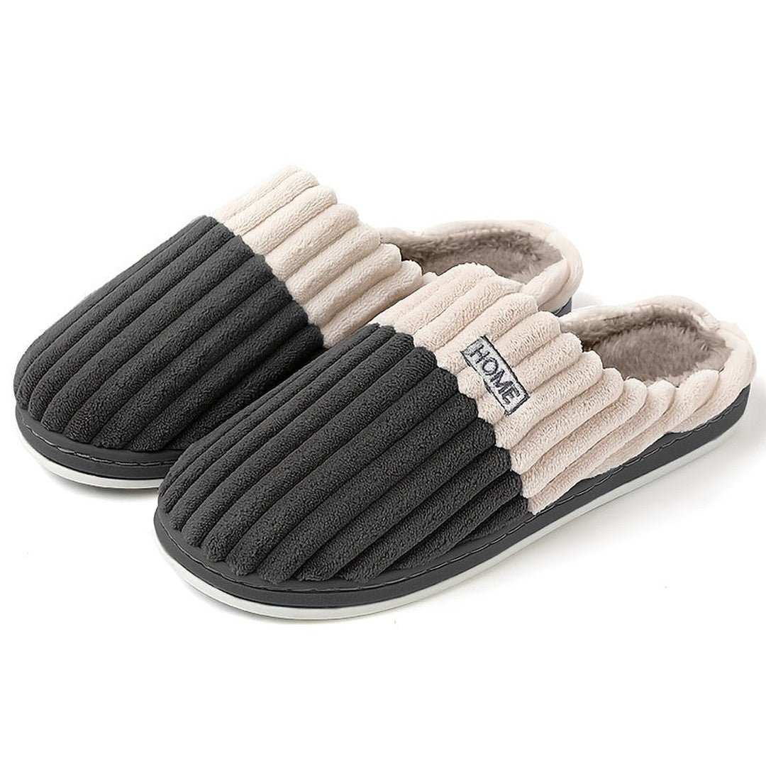 Ribbed fleece-lined house slipper shown in graphite