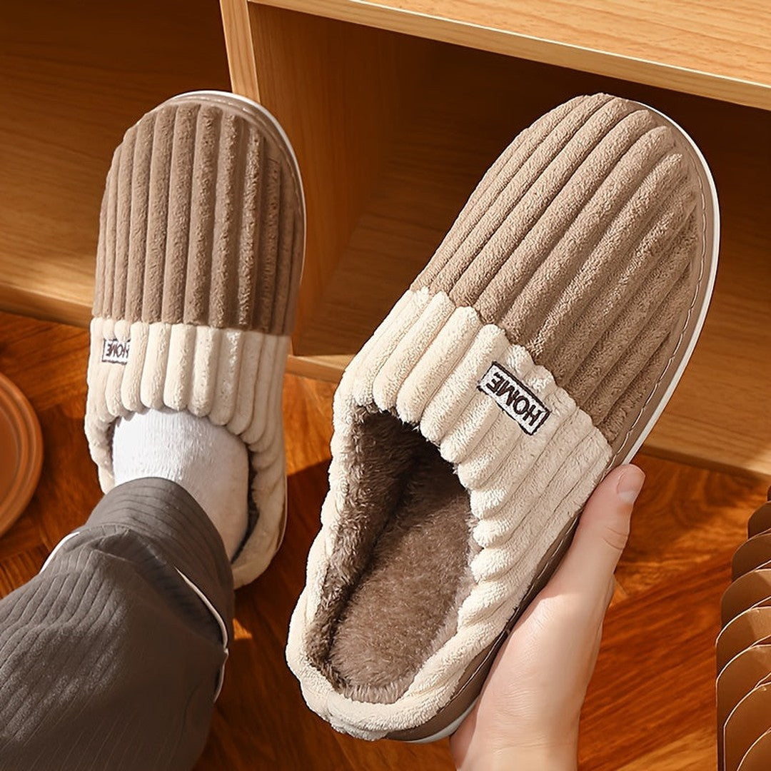 Ribbed fleece-lined house slipper, pair together view