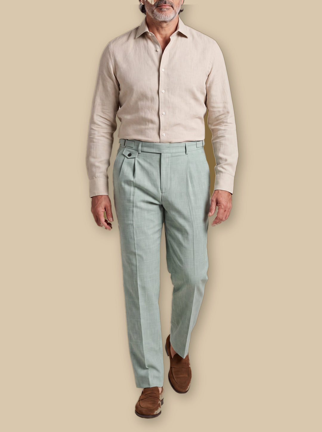Pleated Dress Pants with Slanted Pockets
