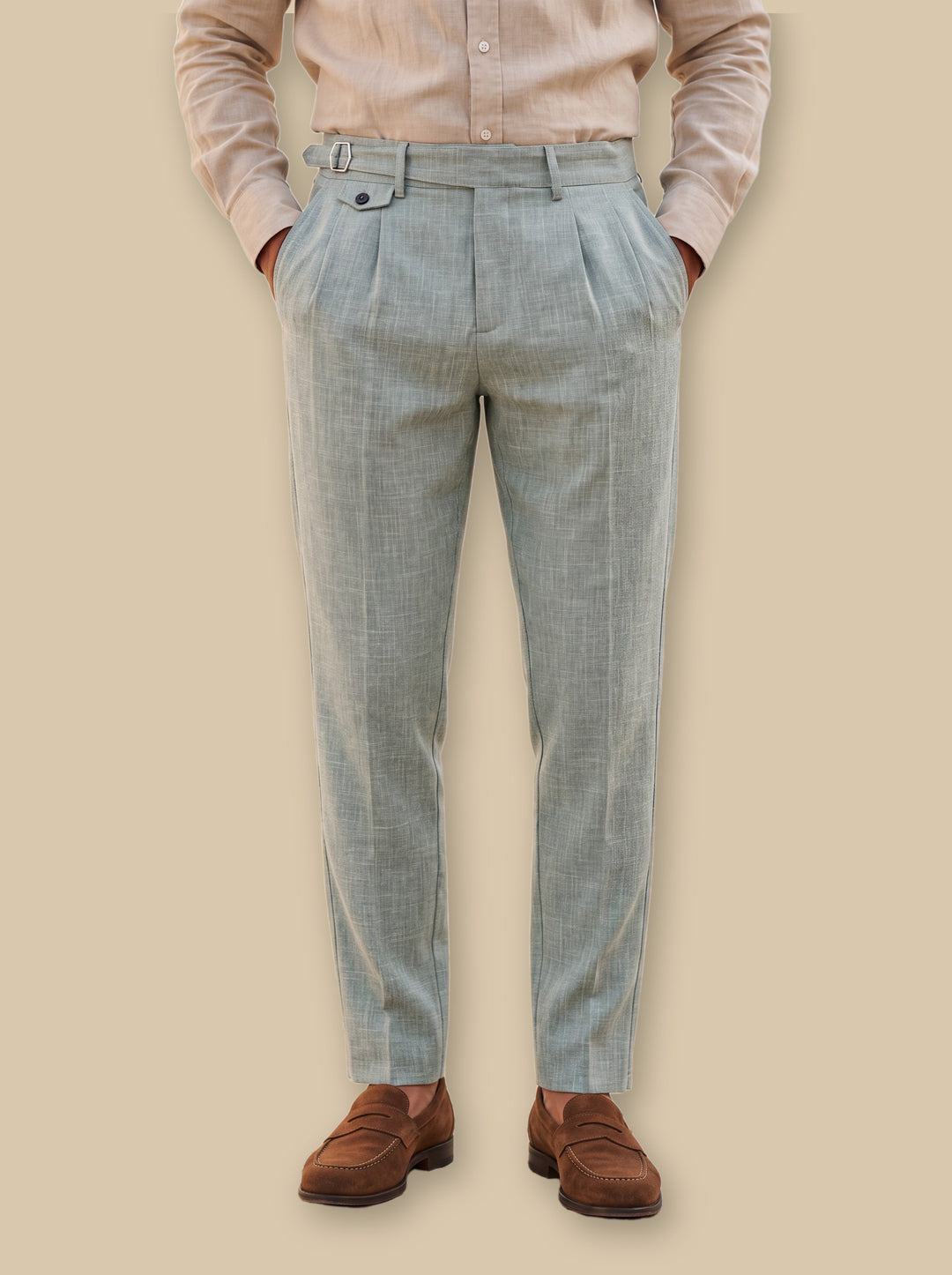 Pleated Dress Pants with Slanted Pockets
