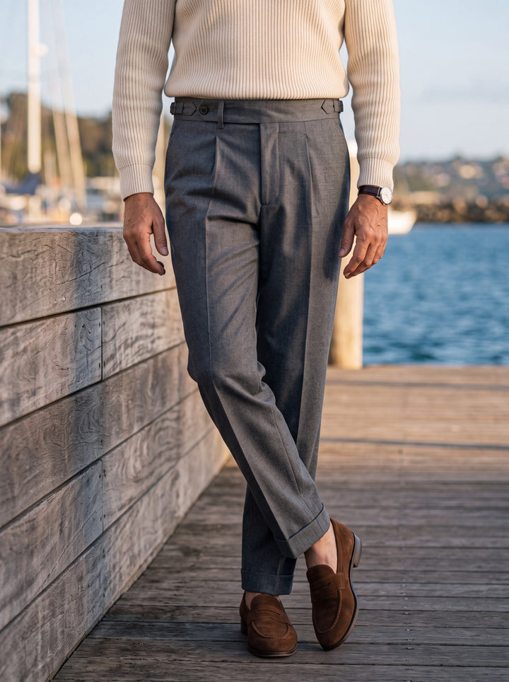 Pleated Dress Pants with Adjustable Side Tabs