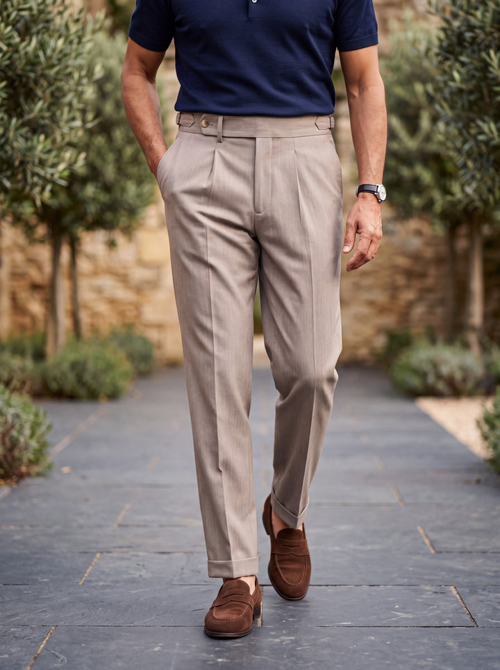 Pleated Dress Pants with Adjustable Side Tabs