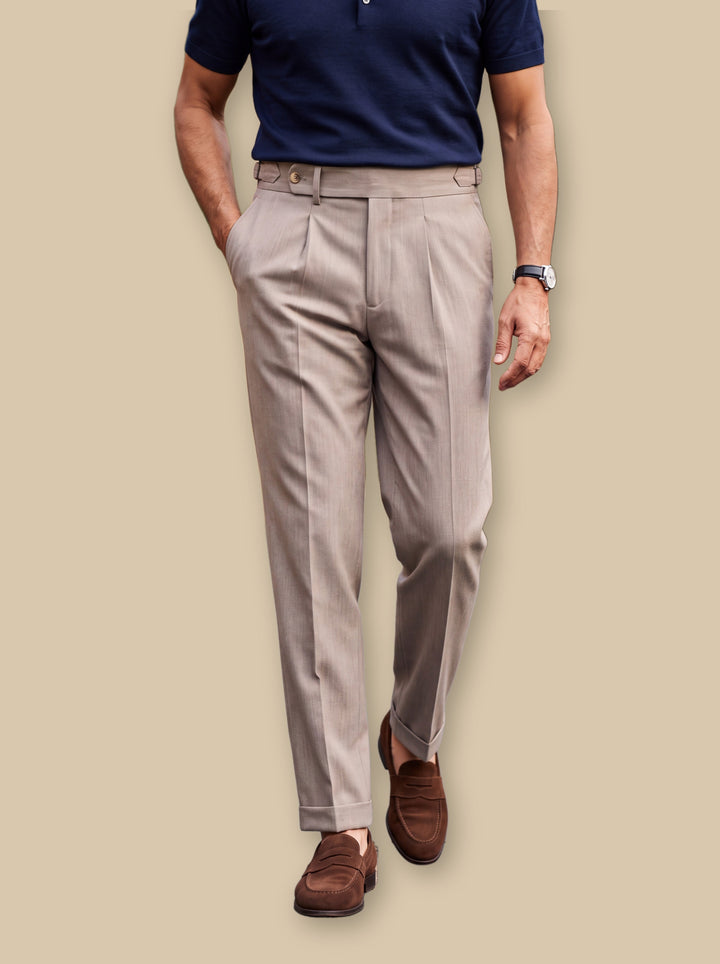 Pleated Dress Pants with Adjustable Side Tabs