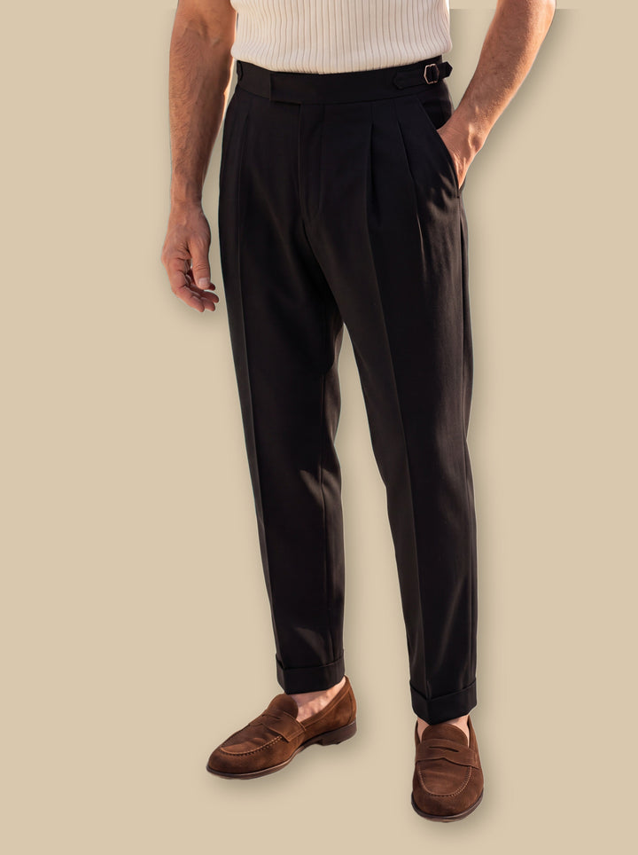 High Waist Double Pleated Dress Trousers