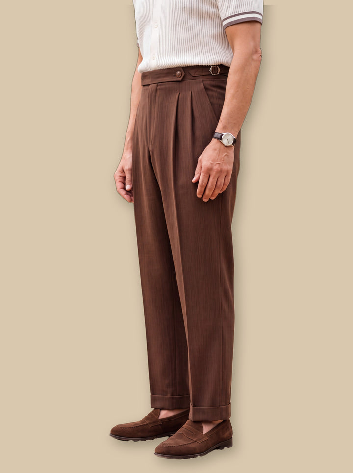 High Waist Double Pleated Dress Trousers