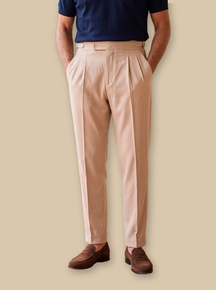High Waist Double Pleated Dress Trousers