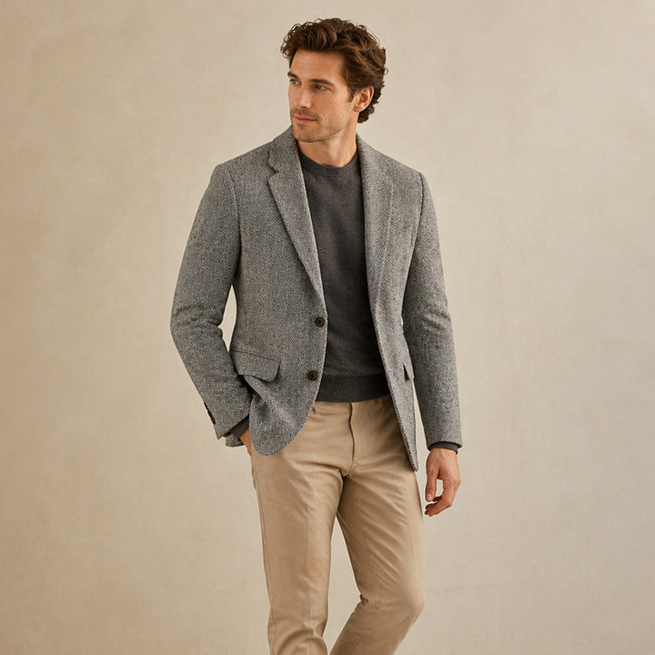 Herringbone Tweed-Style Blazer