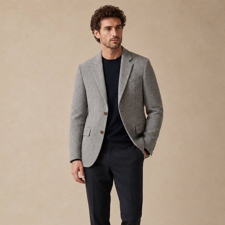 Classic Herringbone Blazer