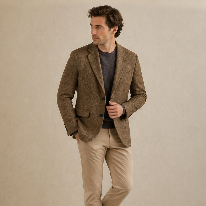 Herringbone Tweed-Style Blazer