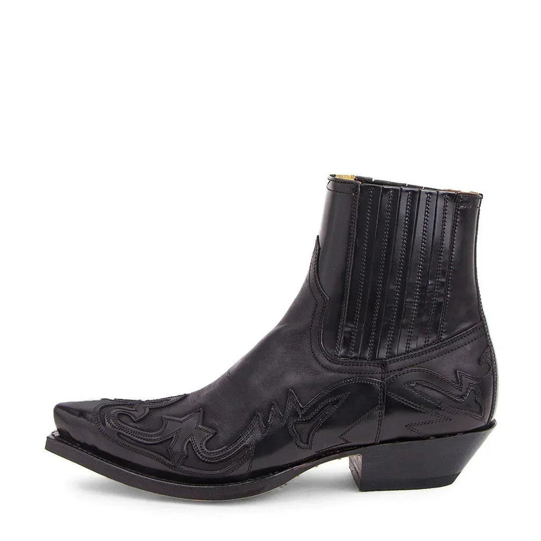 Stitched panel western boot shown in black