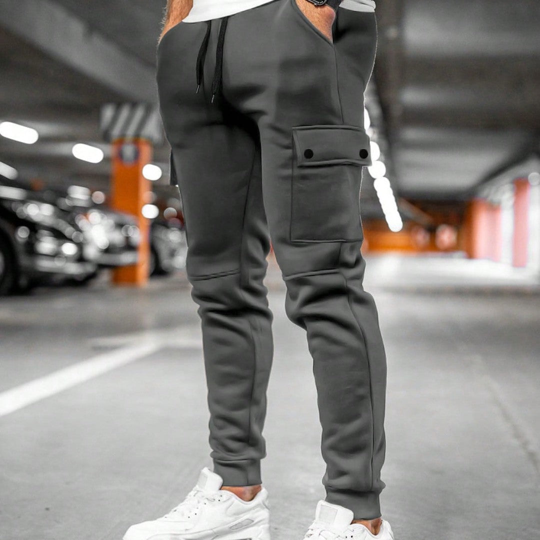 Twist-Flap Pocket Jogger Pants - Dark Grey