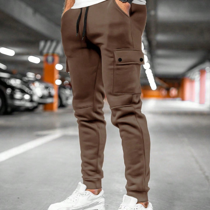 Twist-Flap Pocket Jogger Pants - Coffee