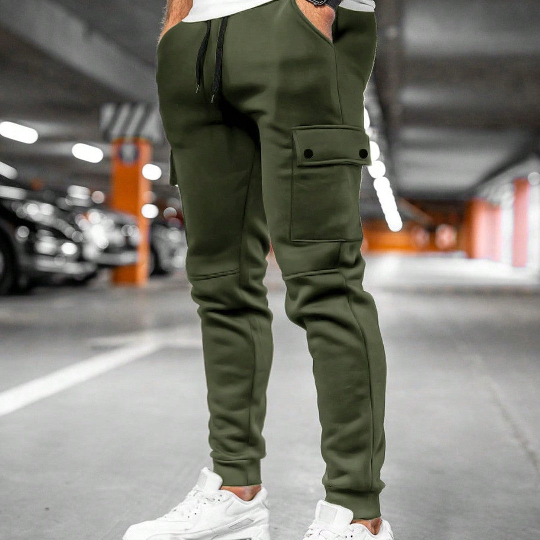 Twist-Flap Pocket Jogger Pants - Army Green