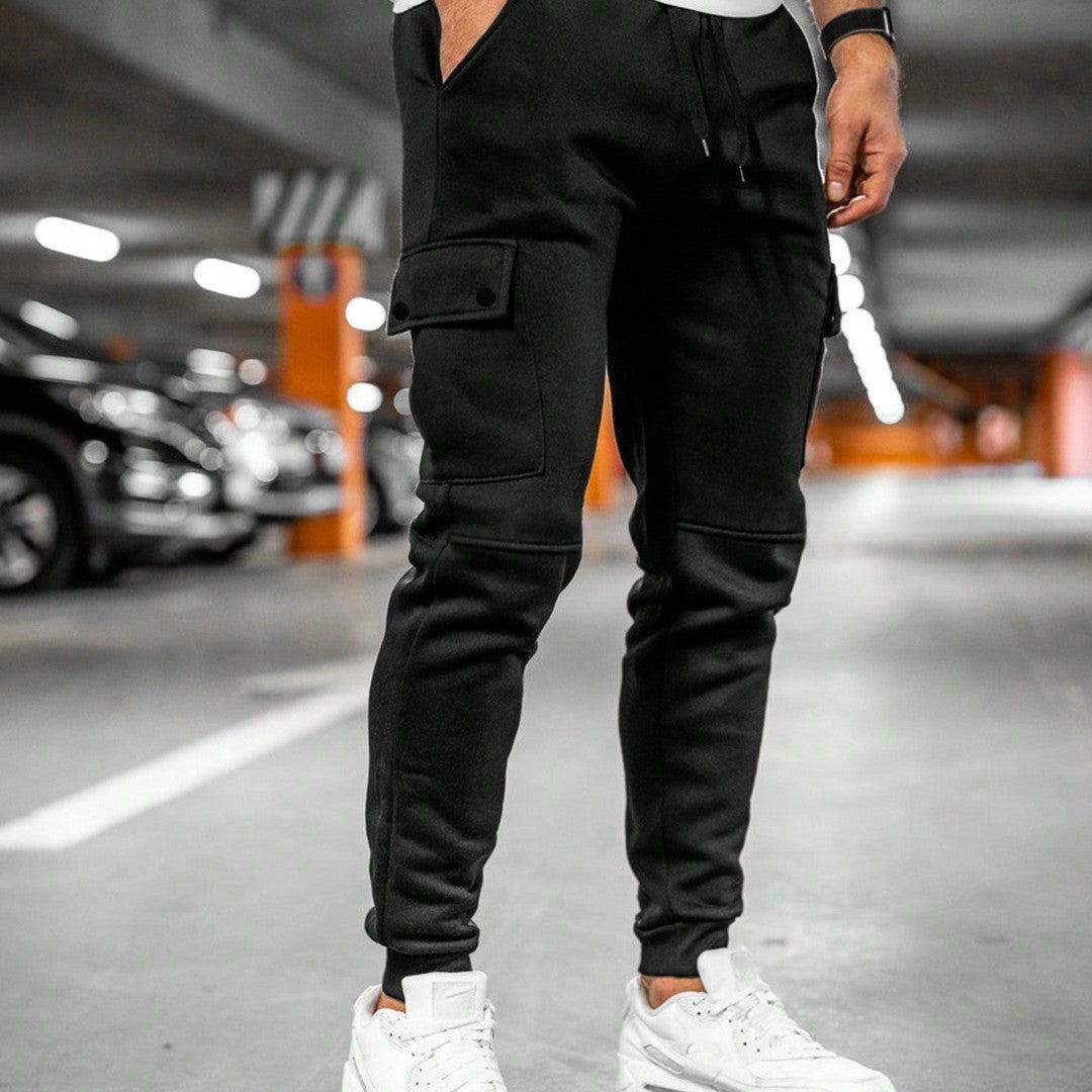 Twist-Flap Pocket Jogger Pants - Black